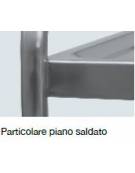Carrello saldato in acciaio inox AISI 304 con 2 piani stampati a vassoio da cm 80x50 - Portata kg 150 - cm 89x59x95h