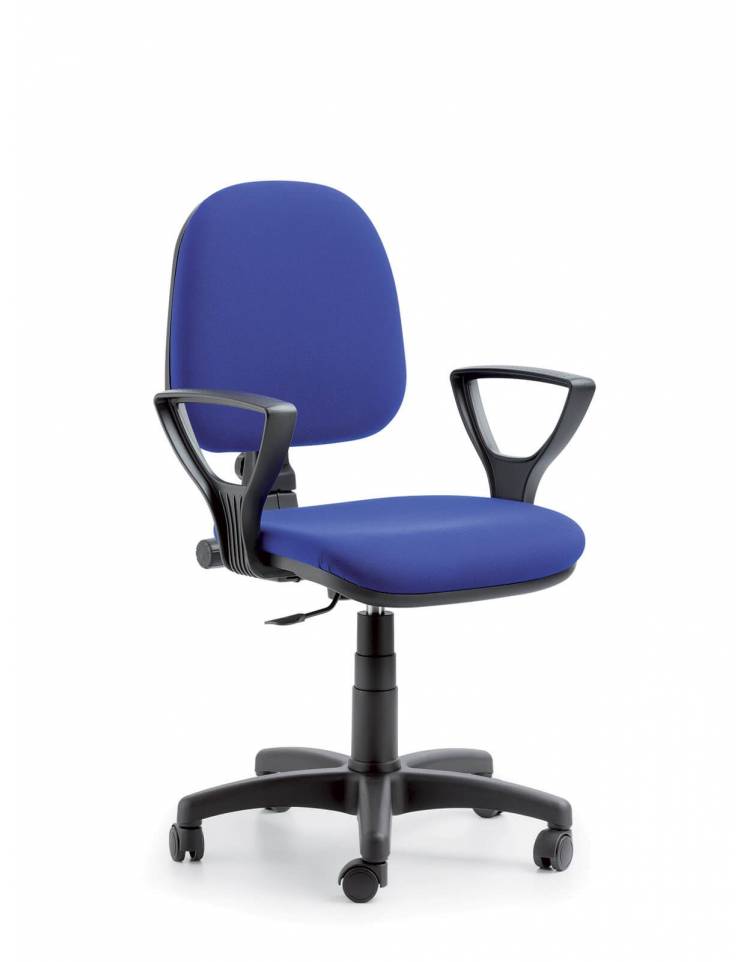 Sedia ufficio dattilo ergonomica con schienale alto e base con ruote in  nylon - Rivestimento in tessuto ignifugo o similpelle