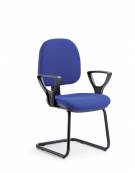 Sedia per ufficio fissa con braccioli , schienale basso e base a slitta - Rivestimento in tessuto ignifugo o similpelle