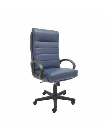 Poltrona direzionale con braccioli e basi in nylon nero - movimento oscillante cm 66x73x116/125h