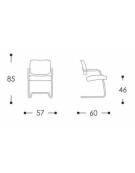 Poltrona visitatore con braccioli e basi in nylon nero - cm 66x73x89h