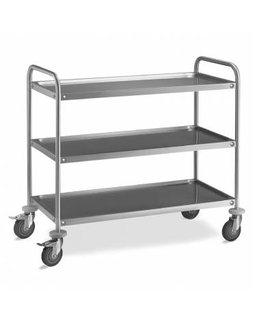 Carrello inox con N° 3 Piani stampati - cm 109x59x95h