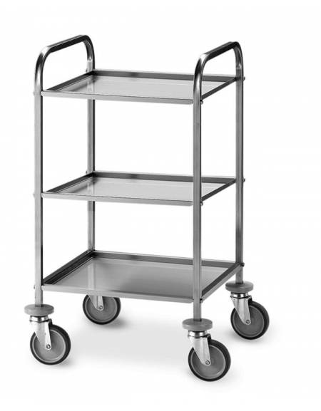Carrello inox AISI 304 con 3 piani asportabili a vasca da cm 47x44 - Portata totale Kg 60 - cm 58x51x110h