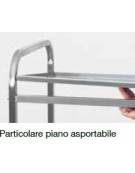 Carrello inox AISI 304 con 3 piani asportabili a vasca da cm 75x44 - Portata totale Kg 60 - cm 86x51x110h