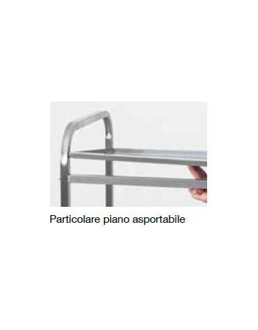 Carrello inox AISI 304 con 3 piani asportabili a vasca da cm 87x44 - Portata totale Kg 60 - cm 98x51x110h