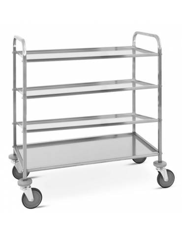 Carrello inox con N° 4 Piani stampati -cm 86x51x126h