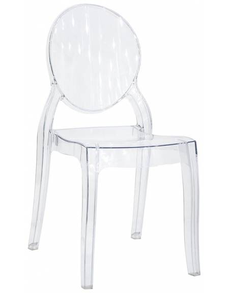 Sedia con struttura in policarbonato trasparente o colore bianco