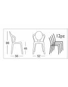 Sedia in policarbonato trasparente , trasparente fumè oppure bianco - Per uso interno ed esterno - Certificata Catas