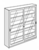 ARMADIO METALLICO ANTE SCORREVOLI IN VETRO TEMPERATO CON SERRATURA - cm 120x37x200h.