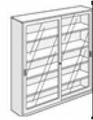 ARMADIO METALLICO ANTE SCORREVOLI IN VETRO TEMPERATO CON SERRATURA - cm 150x37x200h