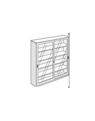 ARMADIO METALLICO ANTE SCORREVOLI IN VETRO TEMPERATO CON SERRATURA - cm 150x37x200h