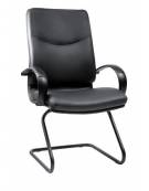 Sedia attesa fissa con braccioli in nylon fissa e struttura a slitta - Rivestimento in finta pelle