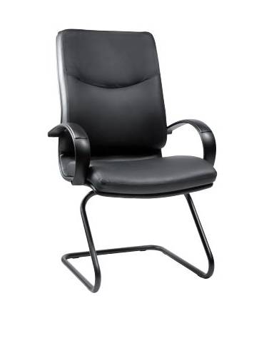 Sedia attesa fissa con braccioli in nylon fissa e struttura a slitta - Rivestimento in finta pelle
