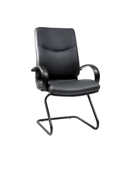 Sedia attesa fissa con braccioli in nylon fissa e struttura a slitta - Rivestimento in finta pelle