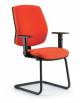 Sedia fissa imbottita su base a slitta con braccioli - Conforme norme UNI EN 1335 - Rivestimento in tessuto ignifugo