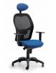 Poltrona ergonomica con poggia-testa e schienale a rete - Conforme UNI EN 1335 - Rivestimento in tessuto ignifugo