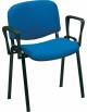 Sedia ufficio fissa con braccioli imbottita ed impilabile - Rivestimento in tessuto colore nero o blu