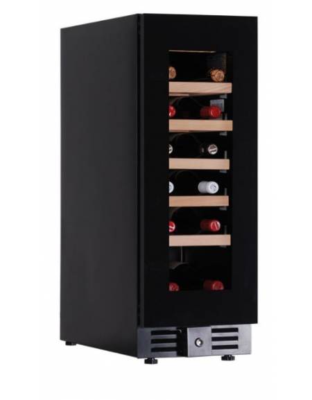Cantinetta per vino ventilata - porta in vetro nero senza cornice - N° 19 Bottiglie vino - +2°C /+20°C - cm 29,5x57,3x82h