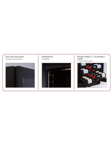 Vetrina per vini ventilata - 1 porta - capacità 398 Lt - temperatura +5°C+20°C - mm 595x710x1720h