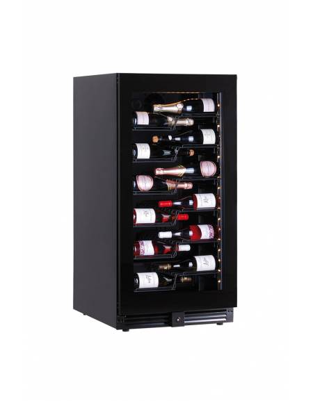Vetrina per vini ventilata - 1 porta in vetro senza cornice - N° 68 Bottiglie vino- temperatura +2°C+20°C - cm 59,5x70x121h