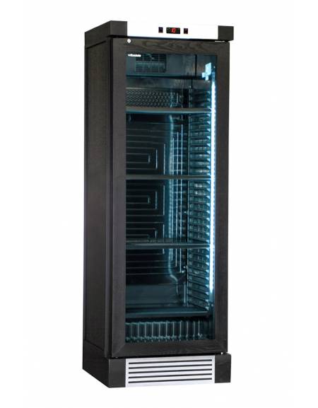 Cantinetta vetrina refrigerata per vini mono o multitemperatura statica o ventilata in legno massello colore nero
