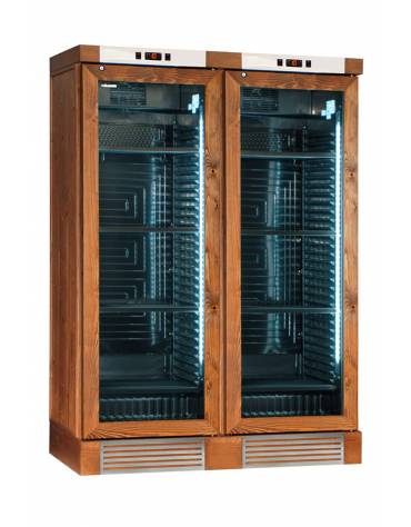 Vetrina per vini ventilata in legno rovere scuro - 2 porte - capacità 764 Lt - temperatura da +4°C a +18°C - mm 1315x675x1880h
