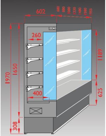 Murale refrigerato INOX per latticini cm 108x60x197h