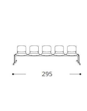 Panca da attesa - 5 Posti - colore alluminio - cm 295.5x68x80h