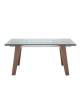 Tavolo con struttura in alluminio, gambe in legno, piano allungabile in cristallo - cm 160+40x90x75h