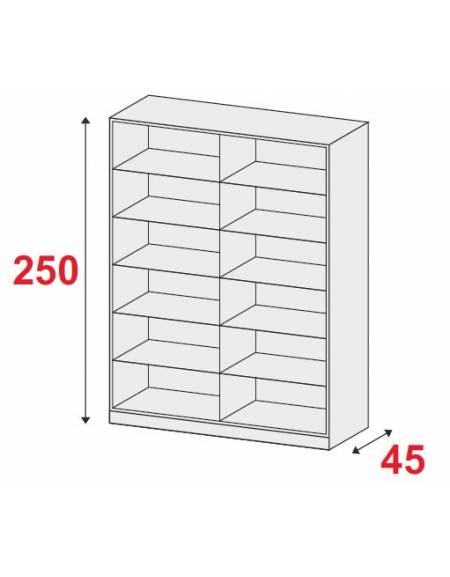ARMADIO METALLICO A GIORNO N° 5+5 RIPIANI - CM 180x45x250h
