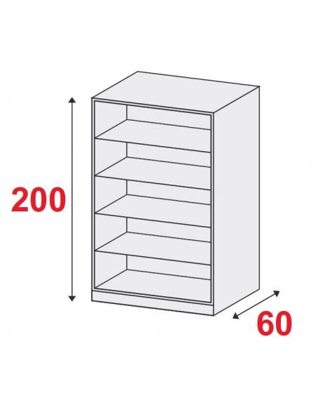 ARMADIO METALLICO A GIORNO N° 4 RIPIANI - CM 120x60x200h