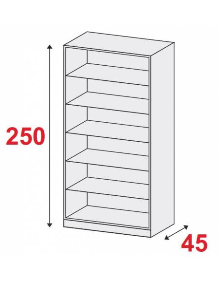 ARMADIO METALLICO A GIORNO N° 5 RIPIANI - CM 120x45x250h