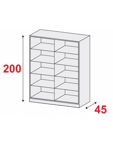 ARMADIO METALLICO A GIORNO N° 4+4 RIPIANI - CM 150x45x200h