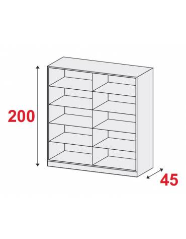 ARMADIO METALLICO A GIORNO N° 4+4 RIPIANI - CM 180x45x200h