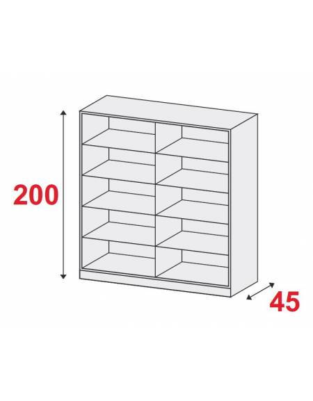 ARMADIO METALLICO A GIORNO N° 4+4 RIPIANI - CM 180x45x200h