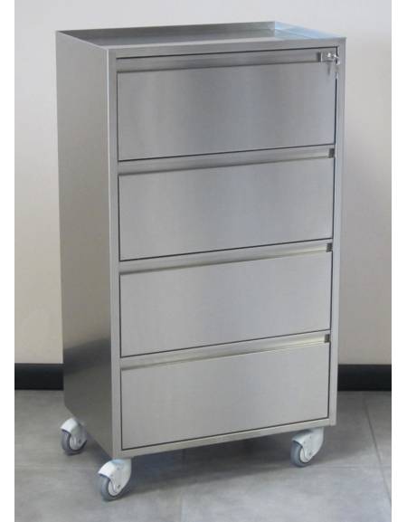 Carrello portastrumenti in acciaio INOX AISI 304 spessore 20/10 4 ruote girevoli Ø cm 8 - cm 60x40x110h