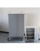 CARRELLO ACCIAIO INOX PORTA CONTAINER A 3 RIPIANI ASPORTABILI PREDISPOSTI A CONTENERE 6 CONTAINER - DIM. CM. 72 x 68 x 126 H