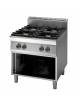 Cucina a gas 4 fuochi professionale su armadio aperto cm 70x70x85h - Bacinelle in acciaio inox