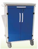 CARRELLO PORTACARTELLE CLINICHE PORTALASTRE PER GIRO VISITE OSPEDALE CON 2 ANTE ED UN CASSETTO - CM 100X65X120H