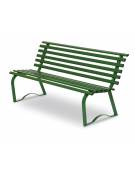 Panchina in metallo a 2 posti per parchi - colore verde RAL 6002 - dimensioni cm 150x43x74h