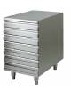 CASSETTIERA INOX PER CONTENITORI IMPASTI PIZZA N° 7 CASSETTI CM 60X40 - MISURE ESTERNE CM 52X80X81H
