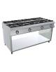 Cucina a gas 8 fuochi passante centrale su armadio aperto cm 180x90x90h