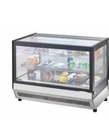 Vetrina refrigerata da banco in acciaio inox - 2 ripiani - 160 Lt - temp. +0°+ 8°C - mm 900x560x680hh