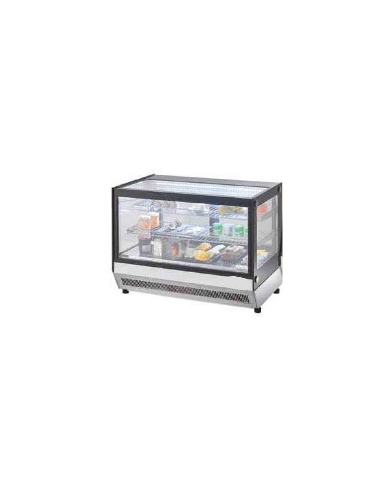 Vetrina Refrigerata Da Banco 160L 0+12°C, Vetro Curvo 4 Lati, Nera, 88x56,8x68,6h Cm