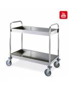 Carrello inox  AISI 304 con piani a vasca a 3 ripiani - Portata Kg 60 - cm 98x51x110h