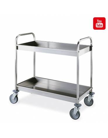 Carrello inox  AISI 304 con piani a vasca a 3 ripiani - Portata Kg 60 - cm 98x51x110h