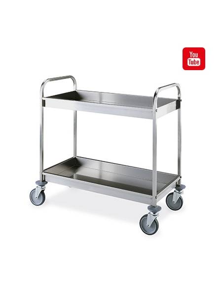 Carrello inox  AISI 304 con piani a vasca a 3 ripiani - Portata Kg 60 - cm 98x51x110h