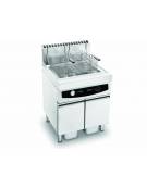 FRIGGITRICE A GAS PROFESSIONALE A VASCA PULITA DA 2 VASCHE LT. 17+17 SU MOBILE - CM 70X70X111H