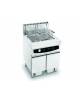 FRIGGITRICE A GAS PROFESSIONALE A VASCA PULITA DA 2 VASCHE LT. 17+17 SU MOBILE - CM 70X70X111H