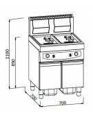 FRIGGITRICE A GAS A VASCA PULITA DA 2 VASCHE LT. 12+12 SU MOBILE